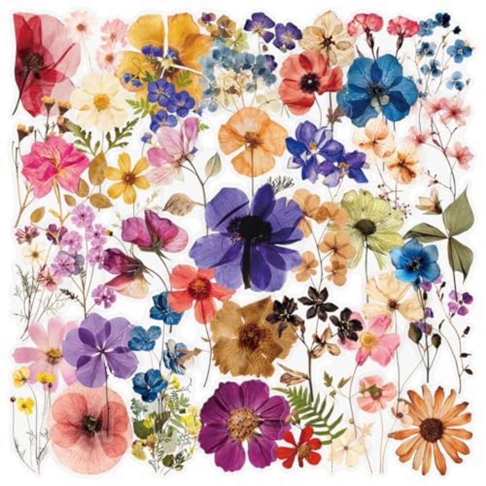 50Pcs Transparent Flora Scrapbook Stickers Pack